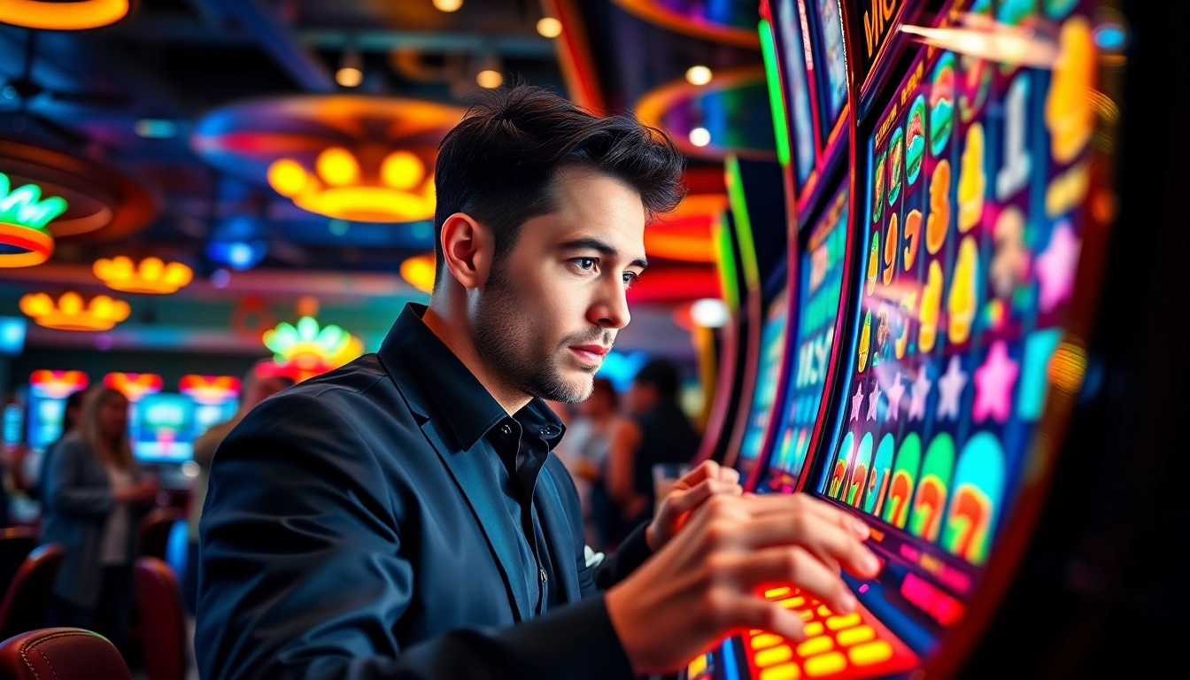 Menangkan permainan pada mesin slot mild88 slot yang penuh warna dan cahaya di kasino.
