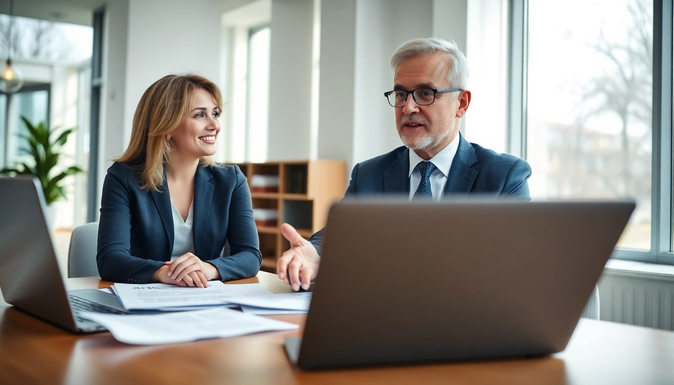 Consultation with a divorce lawyer in a modern office demonstrating trust and professionalism.