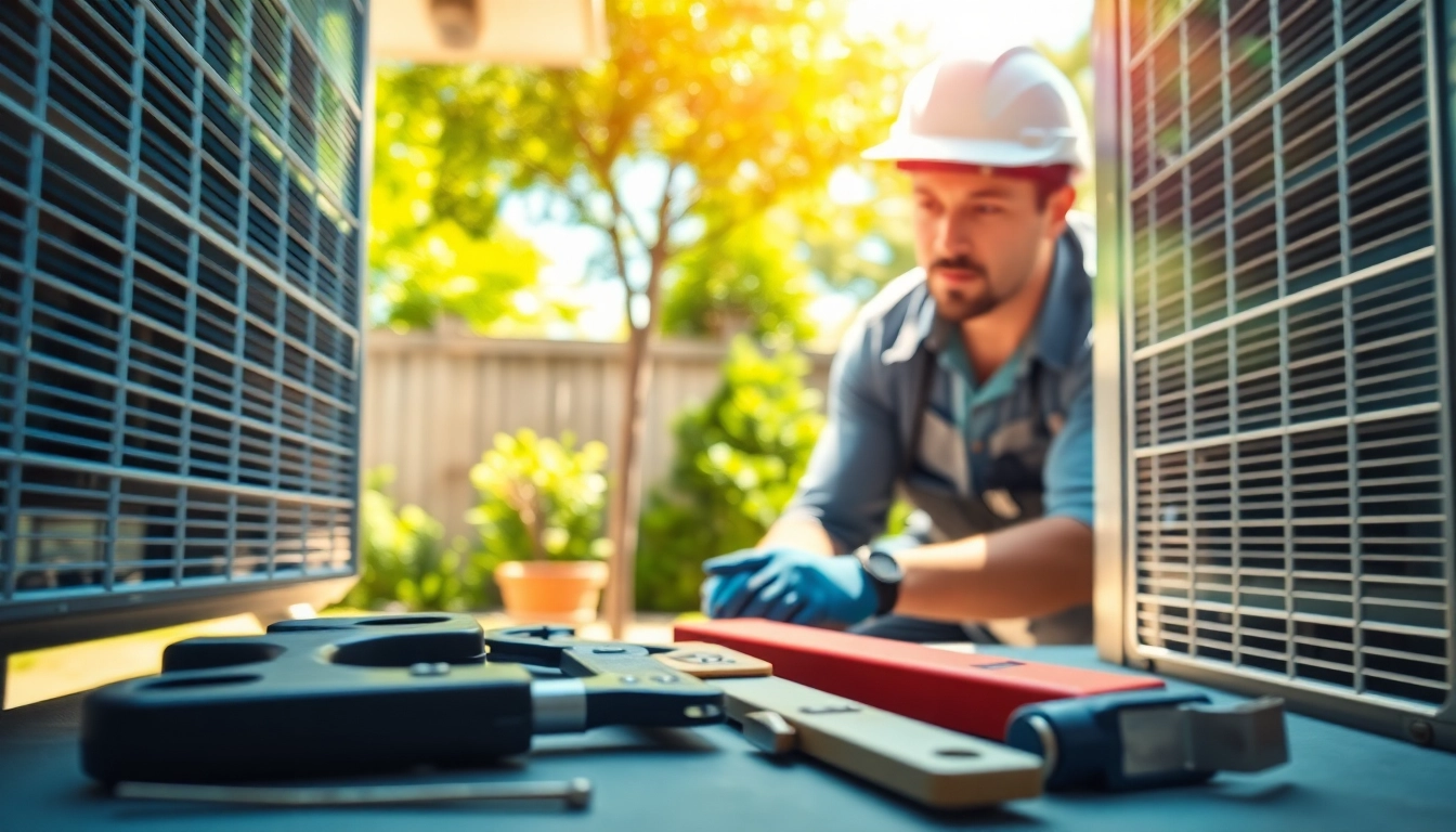 Expert HVAC technician performing AC repair Glendale AZ in a residential area with tools and tools.
