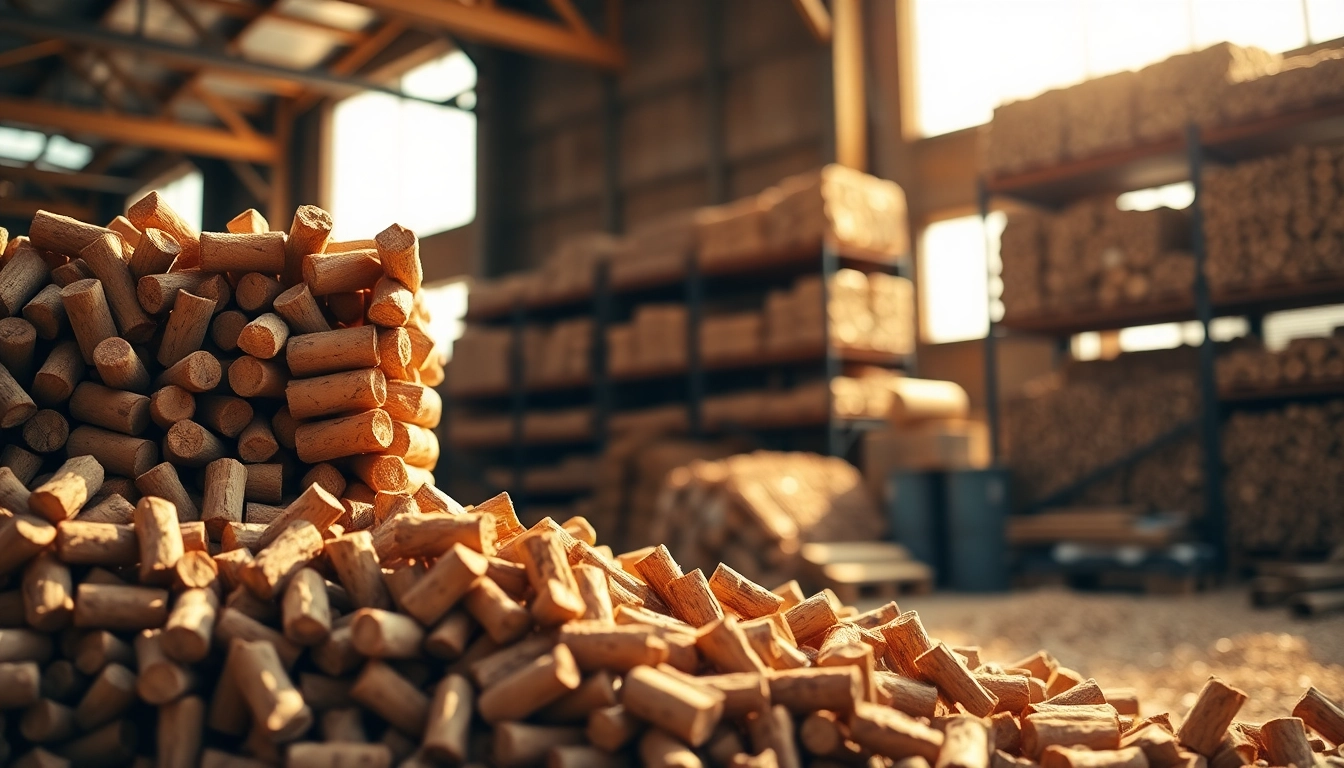 View of pellets in a wooden warehouse showcasing their natural texture and warmth.